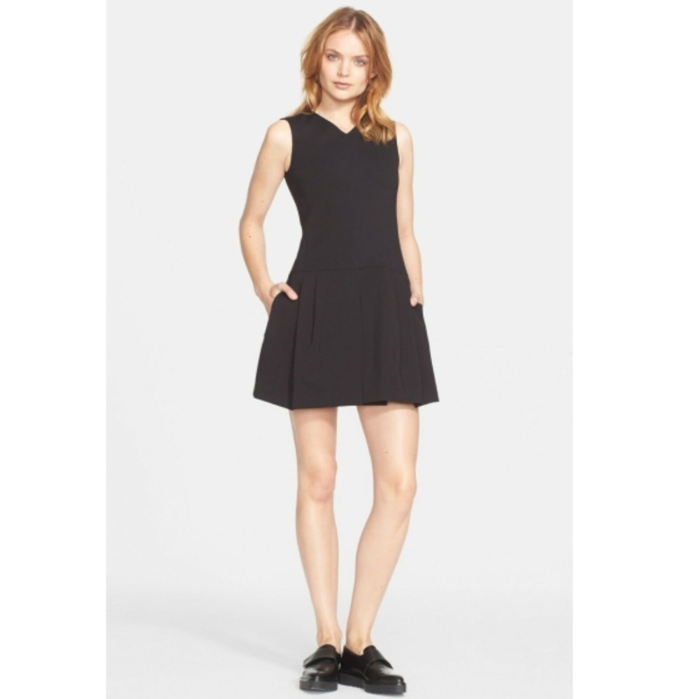 Vince Sleeveless Pleated-Skirt Mini-Dress, Black